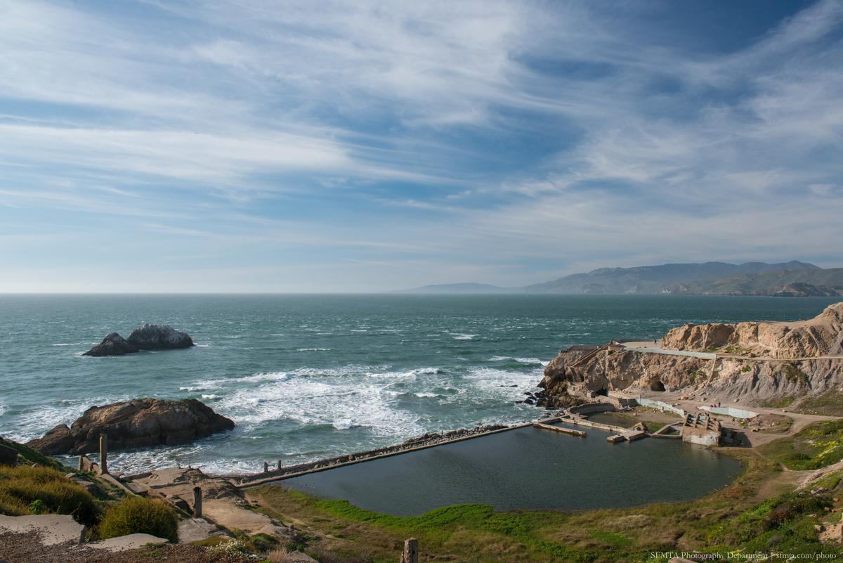 Sutro Baths site at sunset