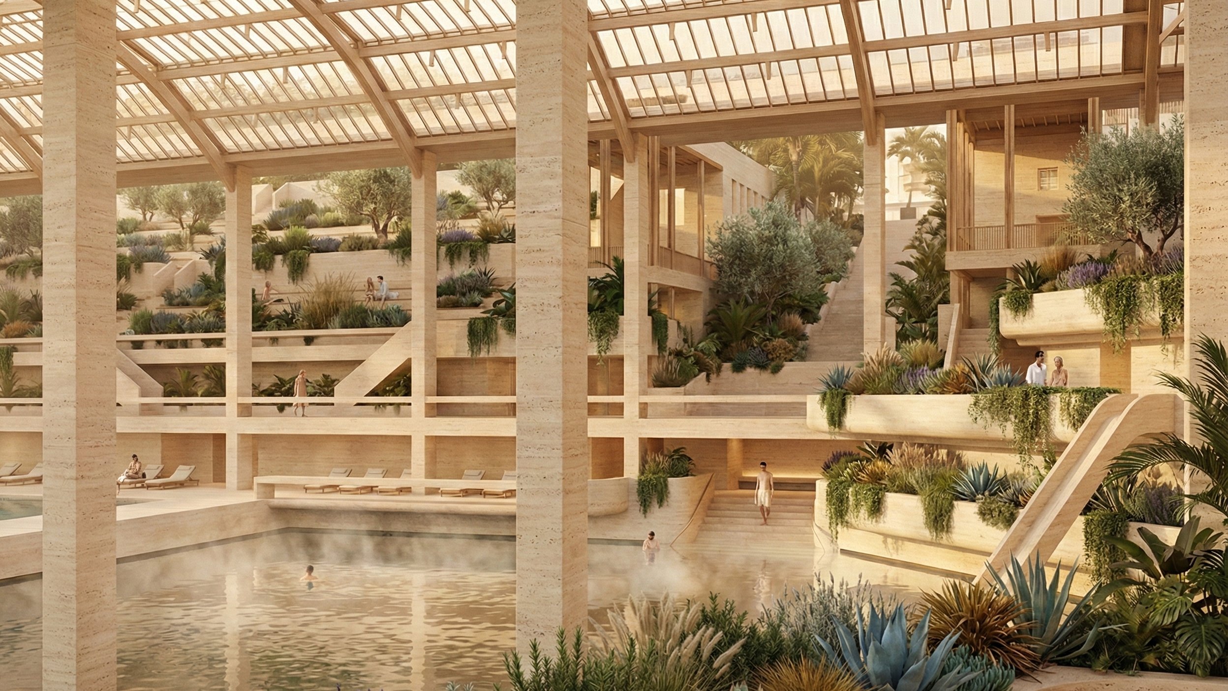 Glass atrium interior